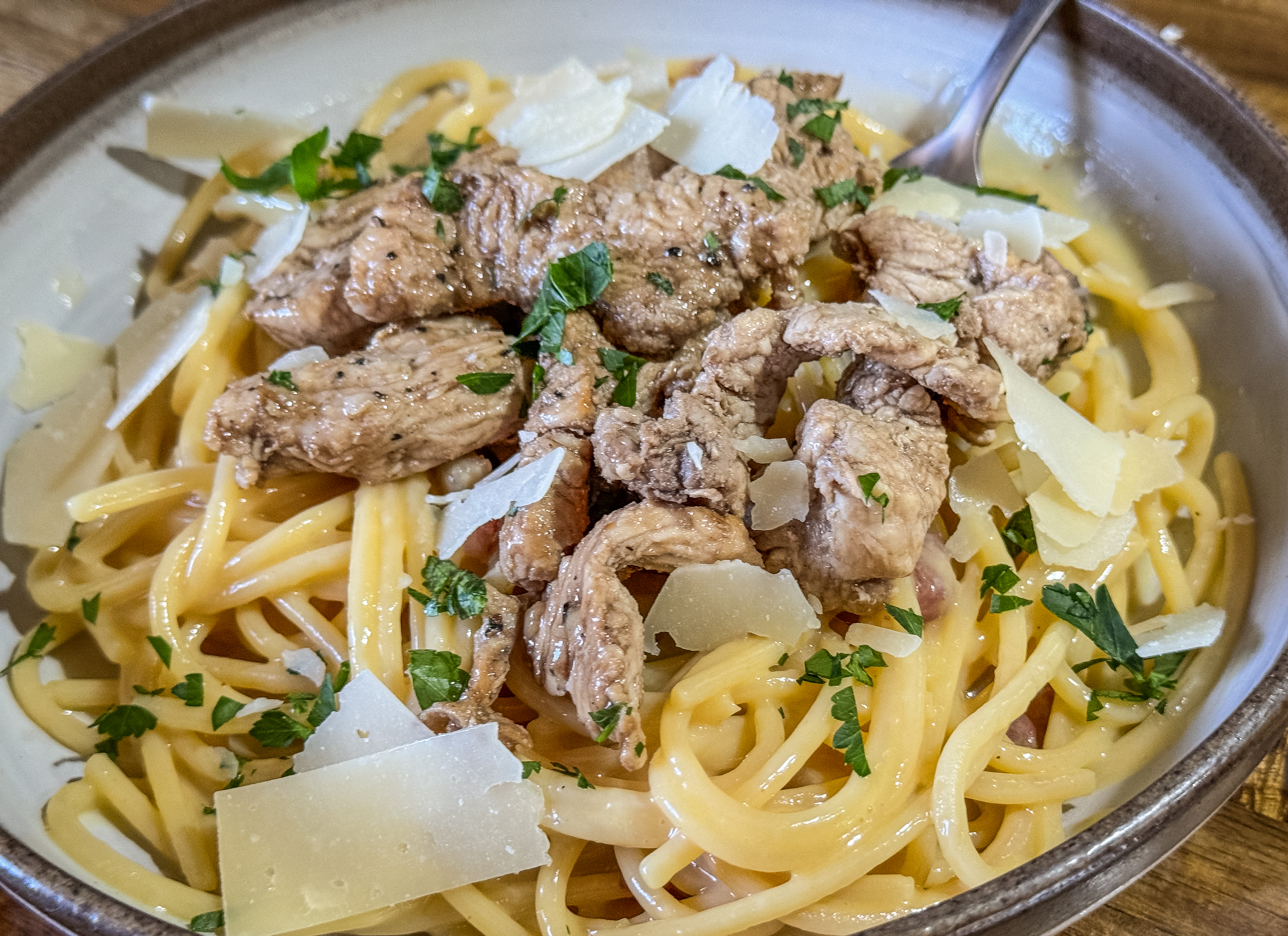 Garlic Butter Wild Turkey Pasta Carbonara
